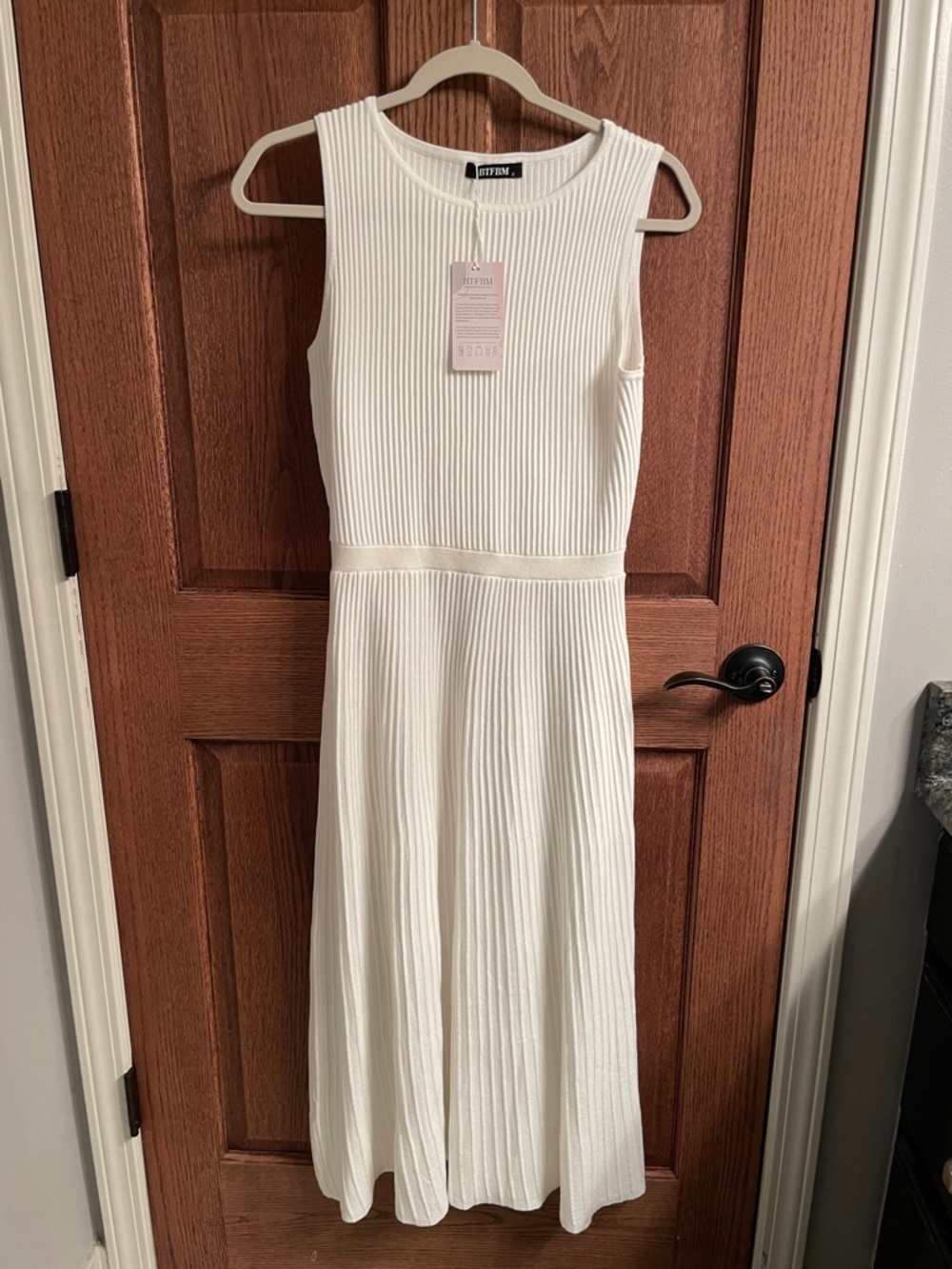Betina Ribbed Sleeveless Midi Dress in Ivory